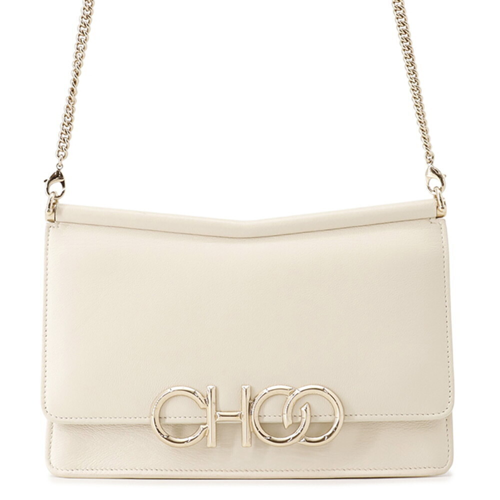 Jimmy Choo chain shoulder bag, leather, JIMMY CHOO handbag, white, women's,